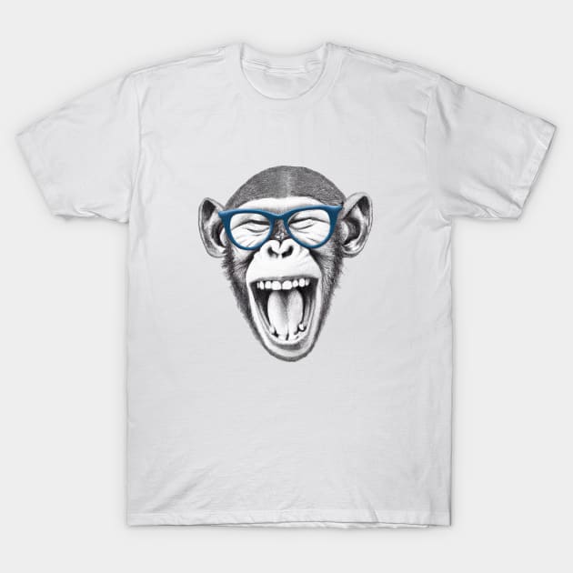 Monkey wearing glasses, monkey lovers funny T-Shirt by Rising_Air